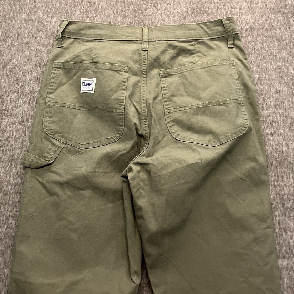 VTG Lee Womens Straight Leg Workwear Cargo Pants Army Green Carpenter Size 6 Y2K - Picture 1 of 11